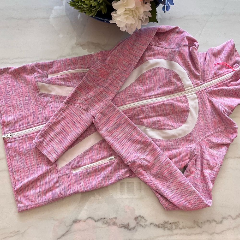 Lululemon Athletica Pink and White Zip-Up